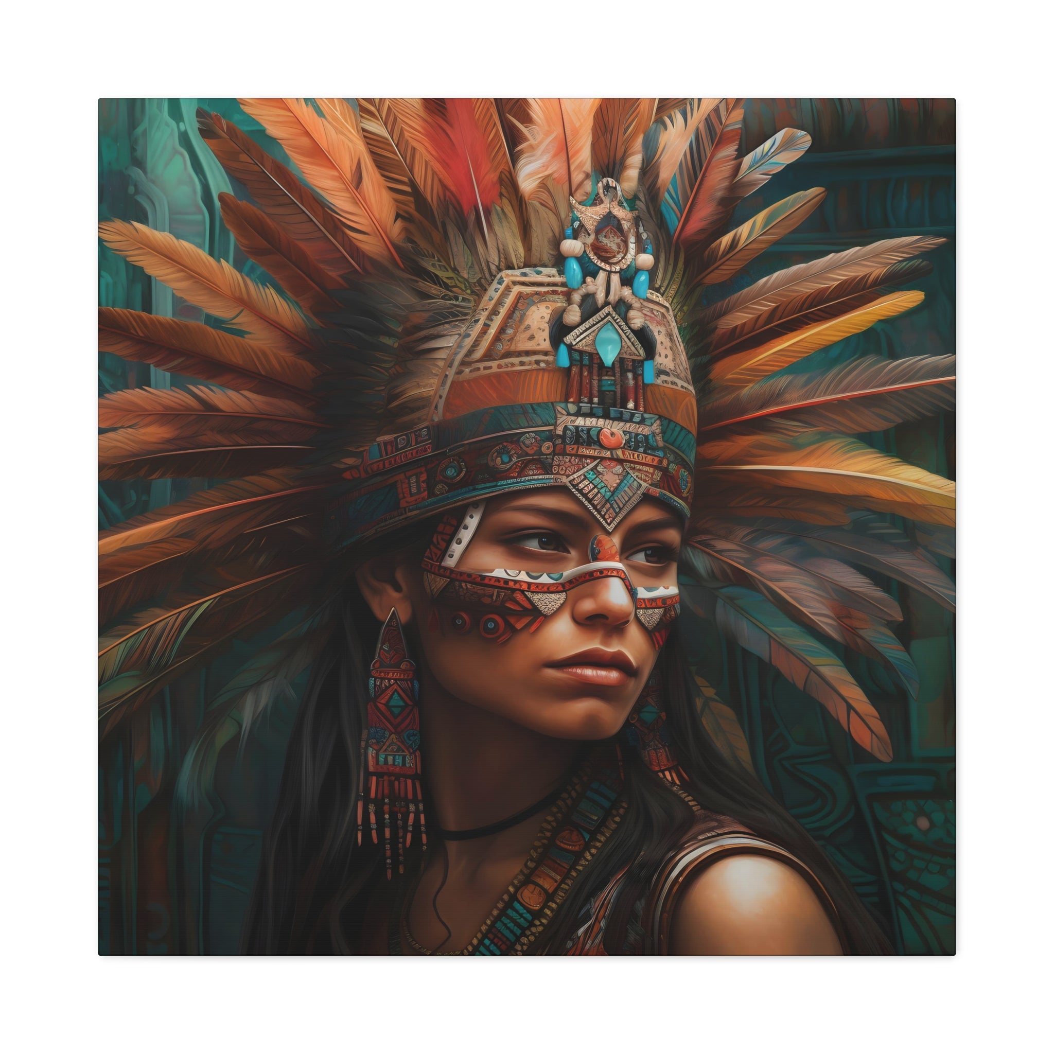 Aztec Warrior Princess Canvas Print - High-Quality 100% Cotton Wall Art - Indoor Home Decor - Artist-Grade Detailed Image