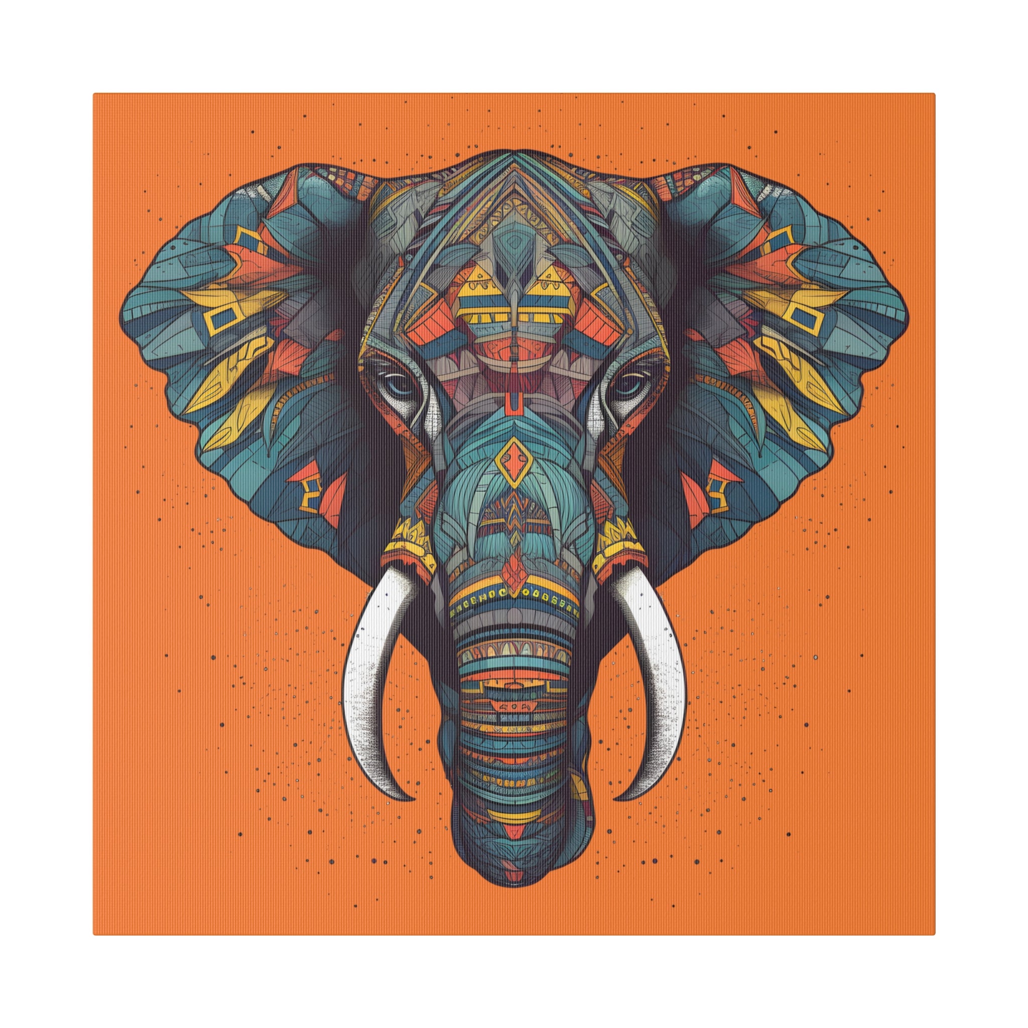 Tribal Elephant Canvas Art: High-Detail Textured Masterpiece for Home Decor- .75" Thickness