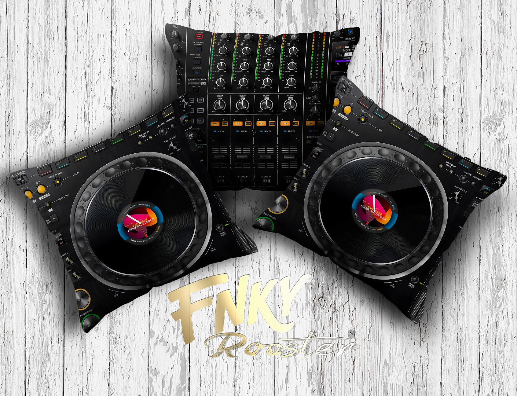DJ Mixer and CDJ 3000 3 Piece complete Pillow set