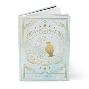 Aquarius Horoscope Zodiac Matte Hardcover Journal – Rule Lined Pages for the Visionary Aquarian - FNKY ROOSTER DESIGNS