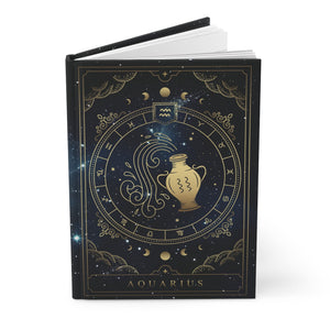 Aquarius Horoscope Zodiac Matte Hardcover Journal Rule Lined Pages for the Visionary Aquarius - FNKY ROOSTER DESIGNS
