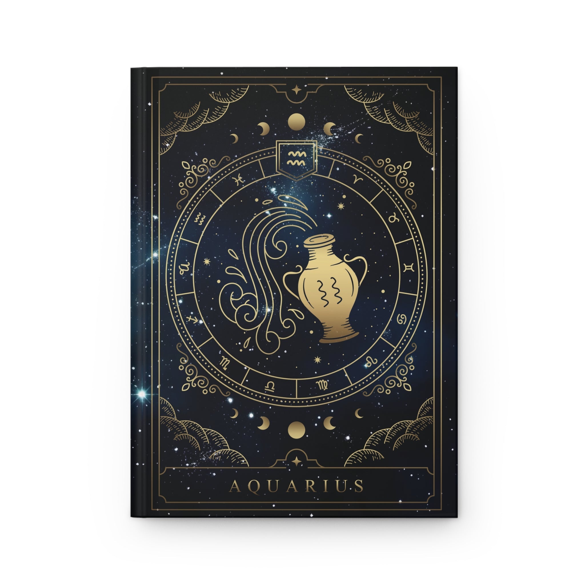 Aquarius Horoscope Zodiac Matte Hardcover Journal Rule Lined Pages for the Visionary Aquarius - FNKY ROOSTER DESIGNS