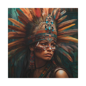 Aztec Warrior Princess Canvas Print - High - Quality 100% Cotton Wall Art - Indoor Home Decor - Artist - Grade Detailed Image - FNKY ROOSTER DESIGNS