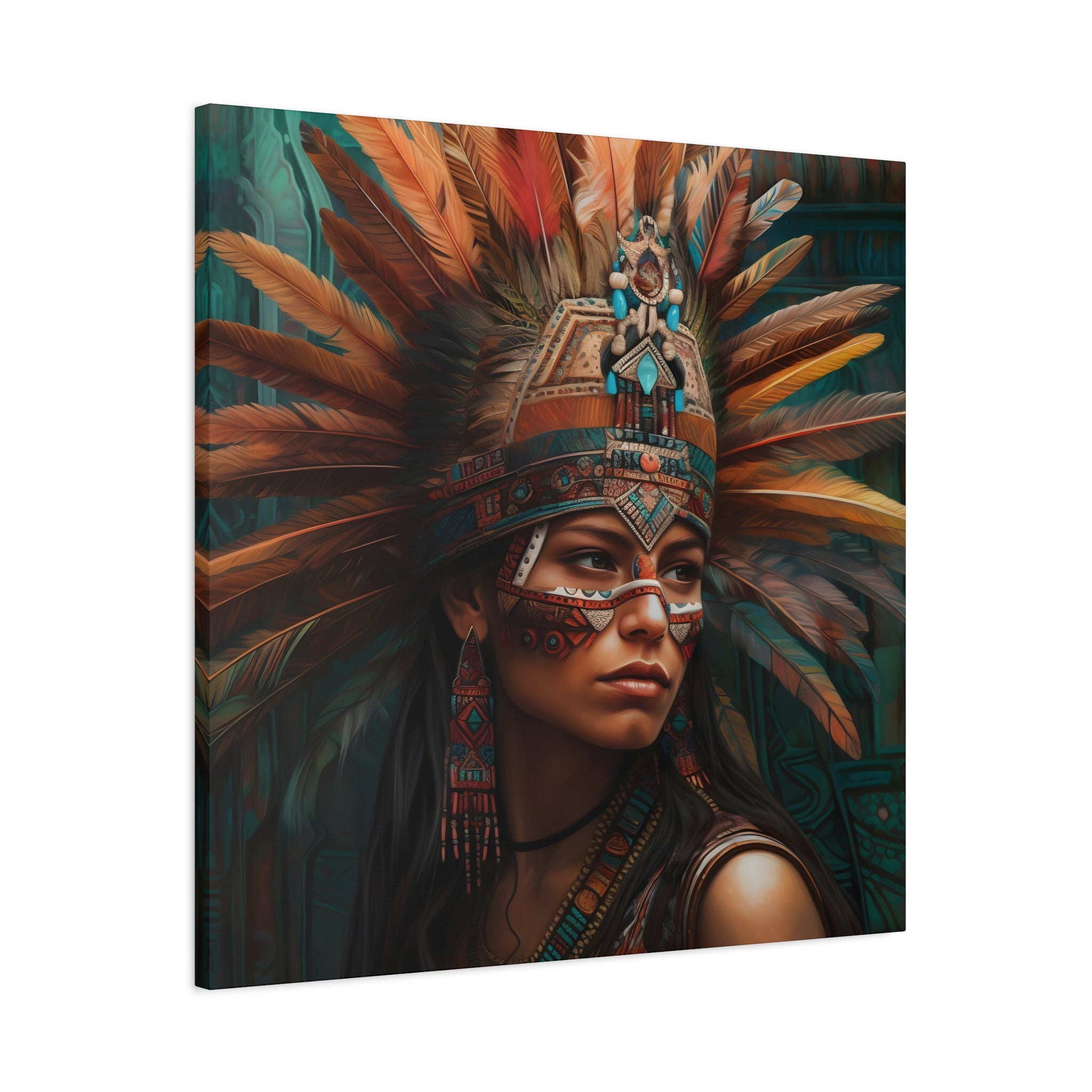 Aztec Warrior Princess Canvas Print - High - Quality 100% Cotton Wall Art - Indoor Home Decor - Artist - Grade Detailed Image - FNKY ROOSTER DESIGNS