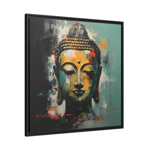 Buddha Painting Abstract Expressionist Gold and Teal Canvas Contemporary Spiritual Art - FNKY ROOSTER DESIGNS