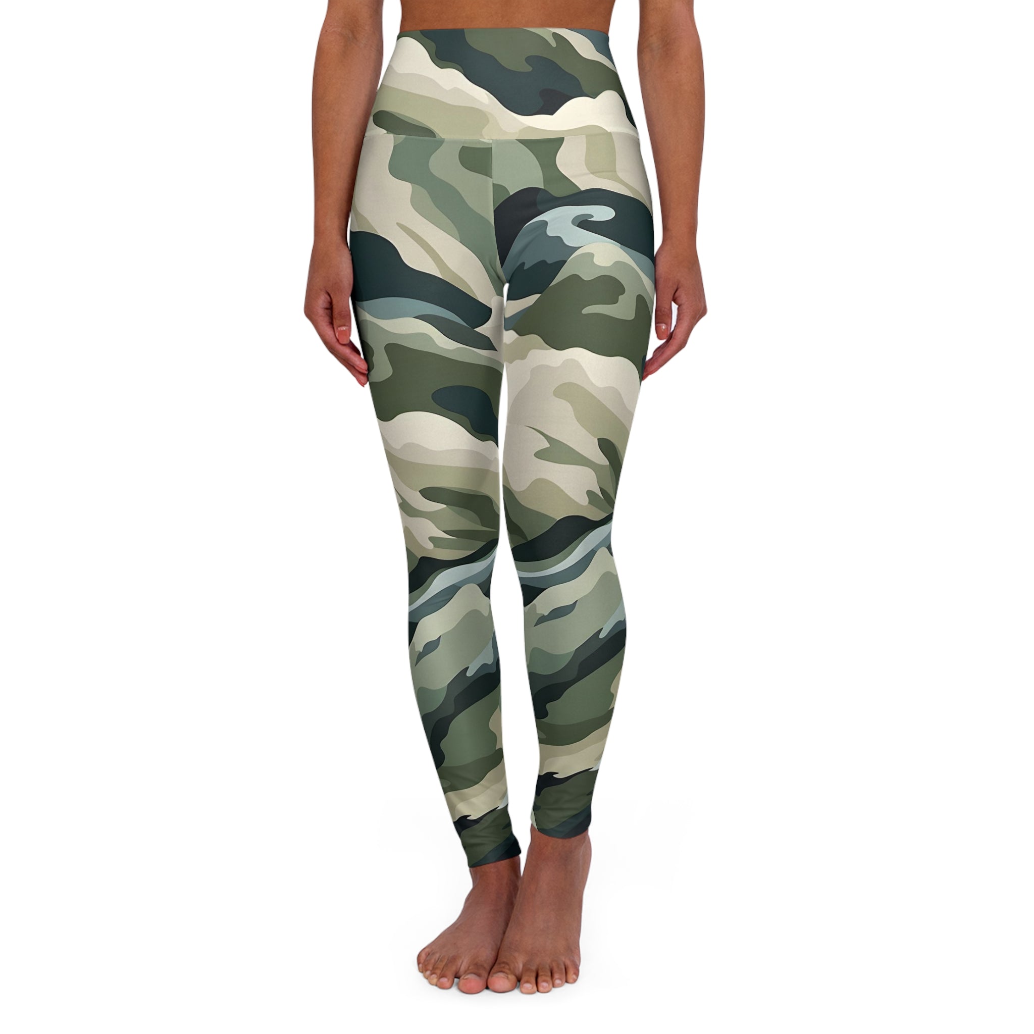 Desert Camo High Waisted Yoga Leggings - Great for yoga, Pilates, cycling, working out, active leisure wear - FNKY ROOSTER DESIGNS