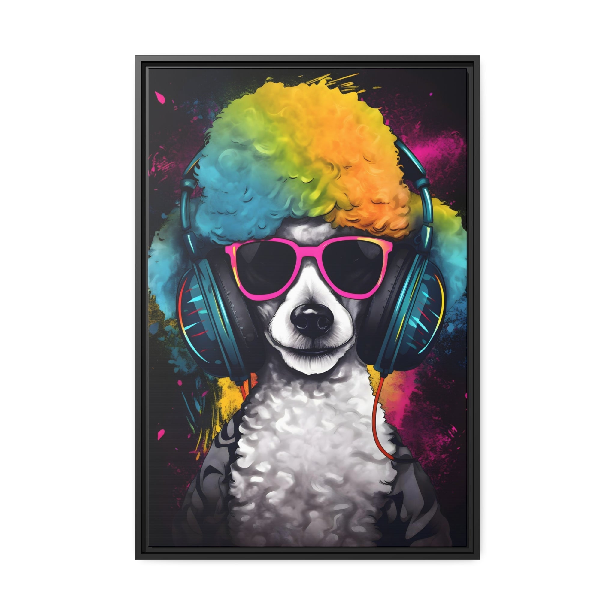 DJ Poodle Canvas Print - Eco - Friendly Wall Art in Sleek Black Frame - Multiple Sizes Available - Perfect for Music & Dog Lovers - FNKY ROOSTER DESIGNS