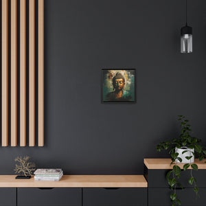 Golden Aura Buddha Teal and Gold Abstract Canvas Art - FNKY ROOSTER DESIGNS