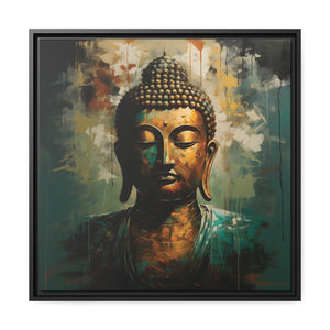 Golden Aura Buddha Teal and Gold Abstract Canvas Art - FNKY ROOSTER DESIGNS