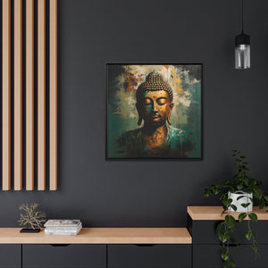 Golden Aura Buddha Teal and Gold Abstract Canvas Art - FNKY ROOSTER DESIGNS