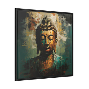 Golden Aura Buddha Teal and Gold Abstract Canvas Art - FNKY ROOSTER DESIGNS