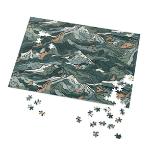 Mountain Camo Jigsaw Puzzle: Choose Your Challenge with 30 to 1000 Pieces - Ships in Gift - Ready Metal Tin - FNKY ROOSTER DESIGNS