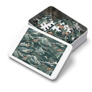 Mountain Camo Jigsaw Puzzle: Choose Your Challenge with 30 to 1000 Pieces - Ships in Gift - Ready Metal Tin - FNKY ROOSTER DESIGNS