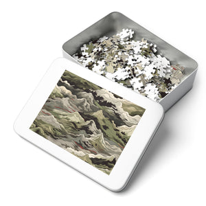 Mountain Camo Jigsaw Puzzle: Choose Your Challenge with 30 to 1000 Pieces - Ships in Gift - Ready Metal Tin - FNKY ROOSTER DESIGNS