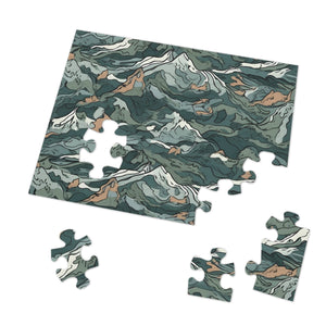 Mountain Camo Jigsaw Puzzle: Choose Your Challenge with 30 to 1000 Pieces - Ships in Gift - Ready Metal Tin - FNKY ROOSTER DESIGNS