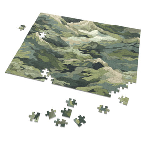 Mountain Camo Jigsaw Puzzle: Choose Your Challenge with 30 to 1000 Pieces - Ships in Gift - Ready Metal Tin - FNKY ROOSTER DESIGNS