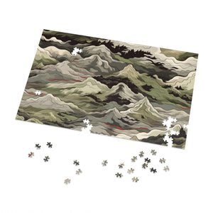 Mountain Camo Jigsaw Puzzle: Choose Your Challenge with 30 to 1000 Pieces - Ships in Gift - Ready Metal Tin - FNKY ROOSTER DESIGNS