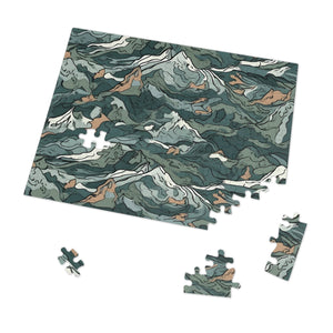 Mountain Camo Jigsaw Puzzle: Choose Your Challenge with 30 to 1000 Pieces - Ships in Gift - Ready Metal Tin - FNKY ROOSTER DESIGNS
