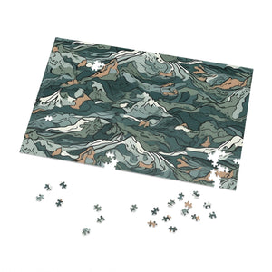 Mountain Camo Jigsaw Puzzle: Choose Your Challenge with 30 to 1000 Pieces - Ships in Gift - Ready Metal Tin - FNKY ROOSTER DESIGNS