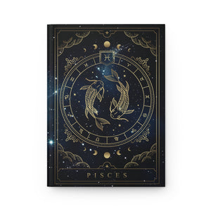 Pisces Horoscope Zodiac Matte Hardcover Journal Rule Lined Pages for the Intuitive Pisces - FNKY ROOSTER DESIGNS