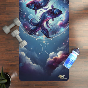 Pisces Zodiac Yoga Mat - 3mm Comfort Foam, Anti - Slip, Astrological Art with Microfiber Suede Top - FNKY ROOSTER DESIGNS