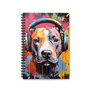 Pit Bull DJ Spiral Bound Notebook - Perfect for dog lovers, kids gift, pitbull lovers - FNKY ROOSTER DESIGNS