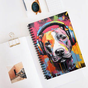 Pit Bull DJ Spiral Bound Notebook - Perfect for dog lovers, kids gift, pitbull lovers - FNKY ROOSTER DESIGNS