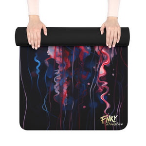 Red and Blue Jellyfish Yoga Mat - Non - Slip Rubber Yoga Mat Ideal for Hot Yoga & Pilates - FNKY ROOSTER DESIGNS