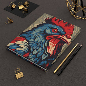 Red, White, and Blue Rooster Hard Cover Diary or Journal (Back to School / Gratitude / Manifesting Journal) - FNKY ROOSTER DESIGNS