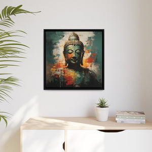 Serene Buddha Abstract Canvas Art - Golden and Emerald Buddha Painting - FNKY ROOSTER DESIGNS