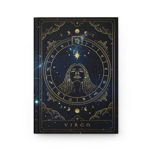 Virgo Horoscope Zodiac Matte Hardcover Journal Rule Lined Pages for the Meticulous Virgo - FNKY ROOSTER DESIGNS