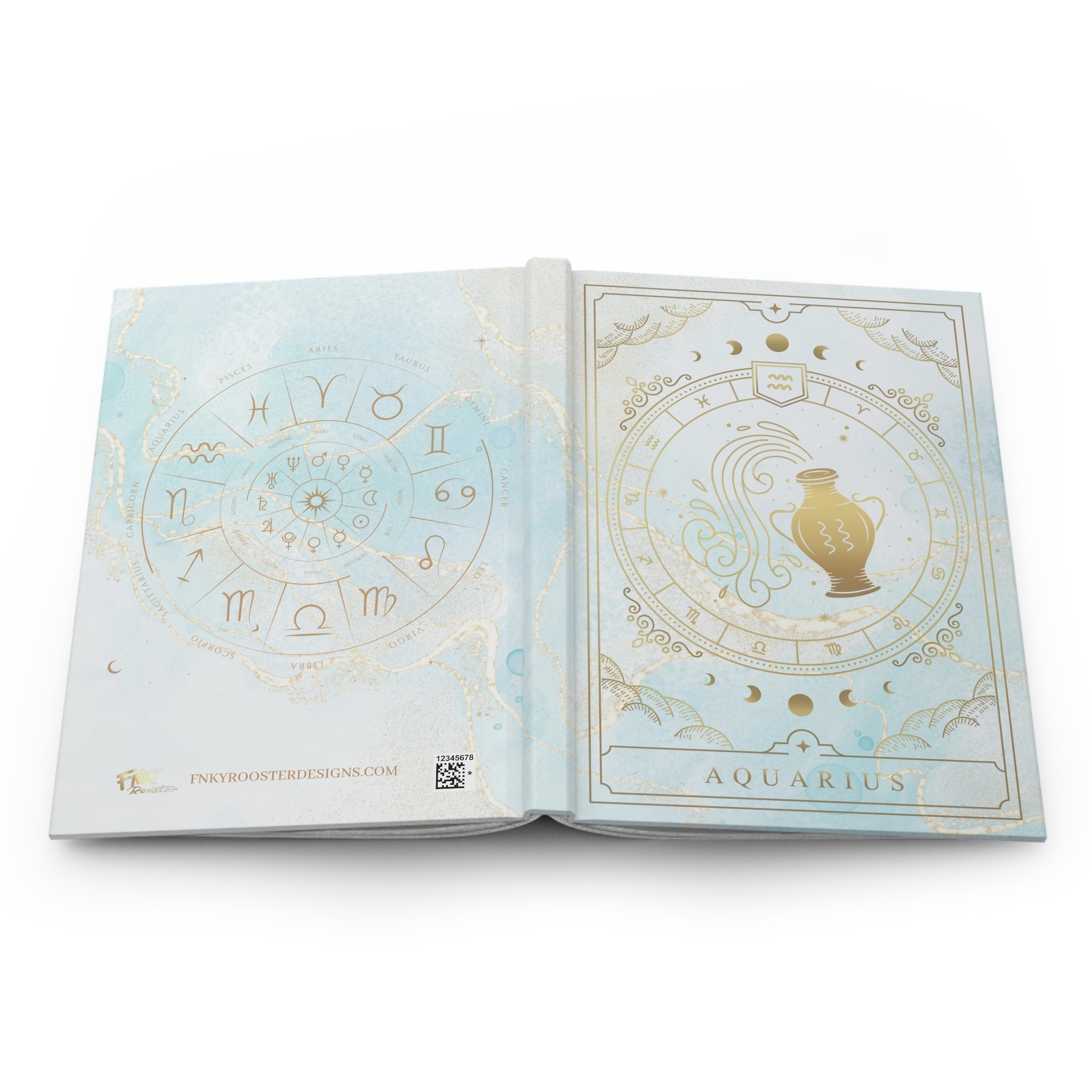 Aquarius Horoscope Zodiac Matte Hardcover Journal – Rule Lined Pages for the Visionary Aquarian - FNKY ROOSTER DESIGNS