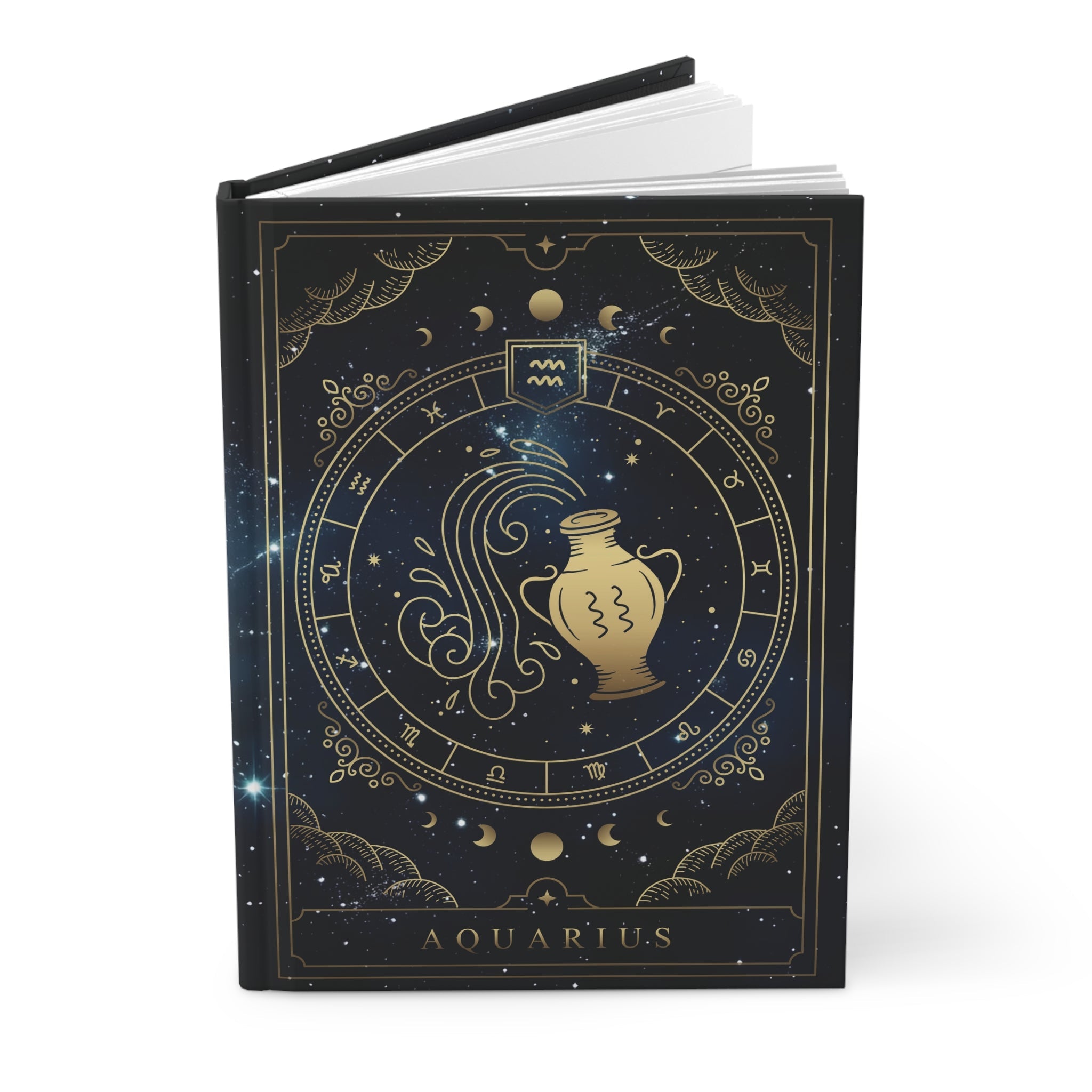 Aquarius Horoscope Zodiac Matte Hardcover Journal Rule Lined Pages for the Visionary Aquarius - FNKY ROOSTER DESIGNS