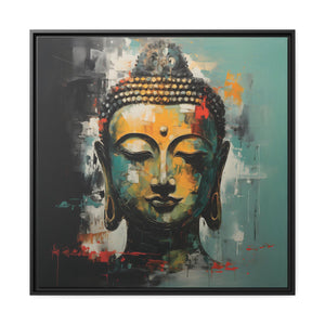 Buddha Painting Abstract Expressionist Gold and Teal Canvas Contemporary Spiritual Art - FNKY ROOSTER DESIGNS