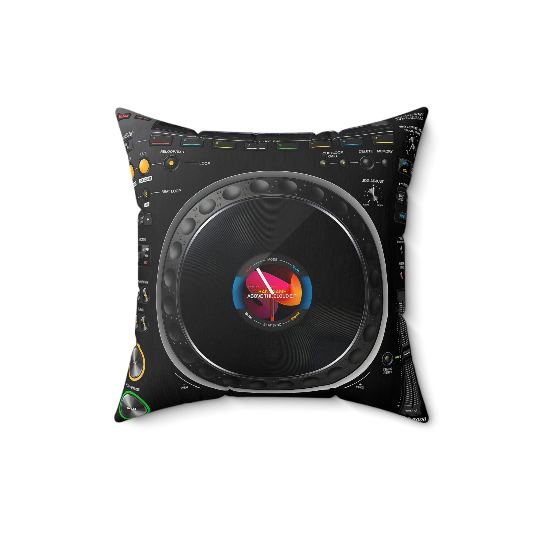 CDJ3000 Pillow Spun Polyester Square Pillow for music lovers and DJ - FNKY ROOSTER DESIGNS