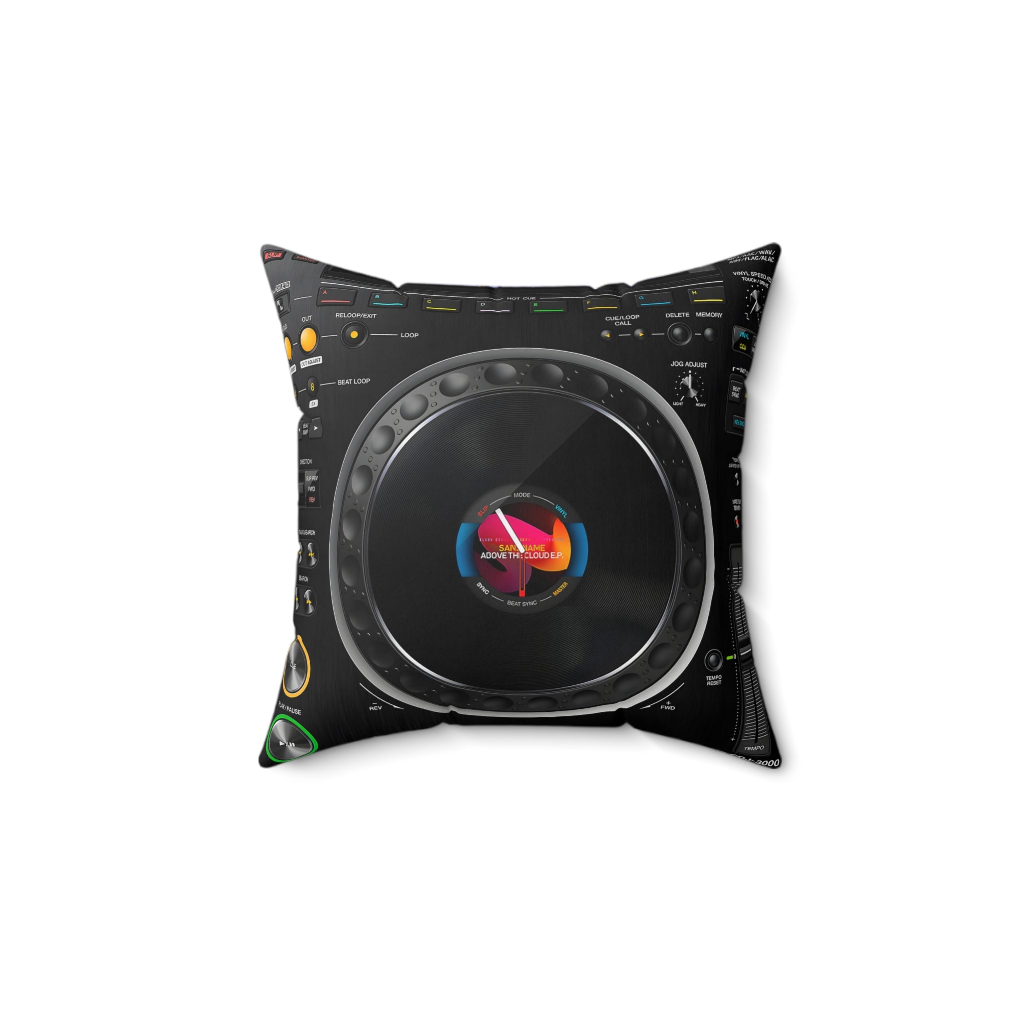 CDJ3000 Pillow Spun Polyester Square Pillow for music lovers and DJ - FNKY ROOSTER DESIGNS