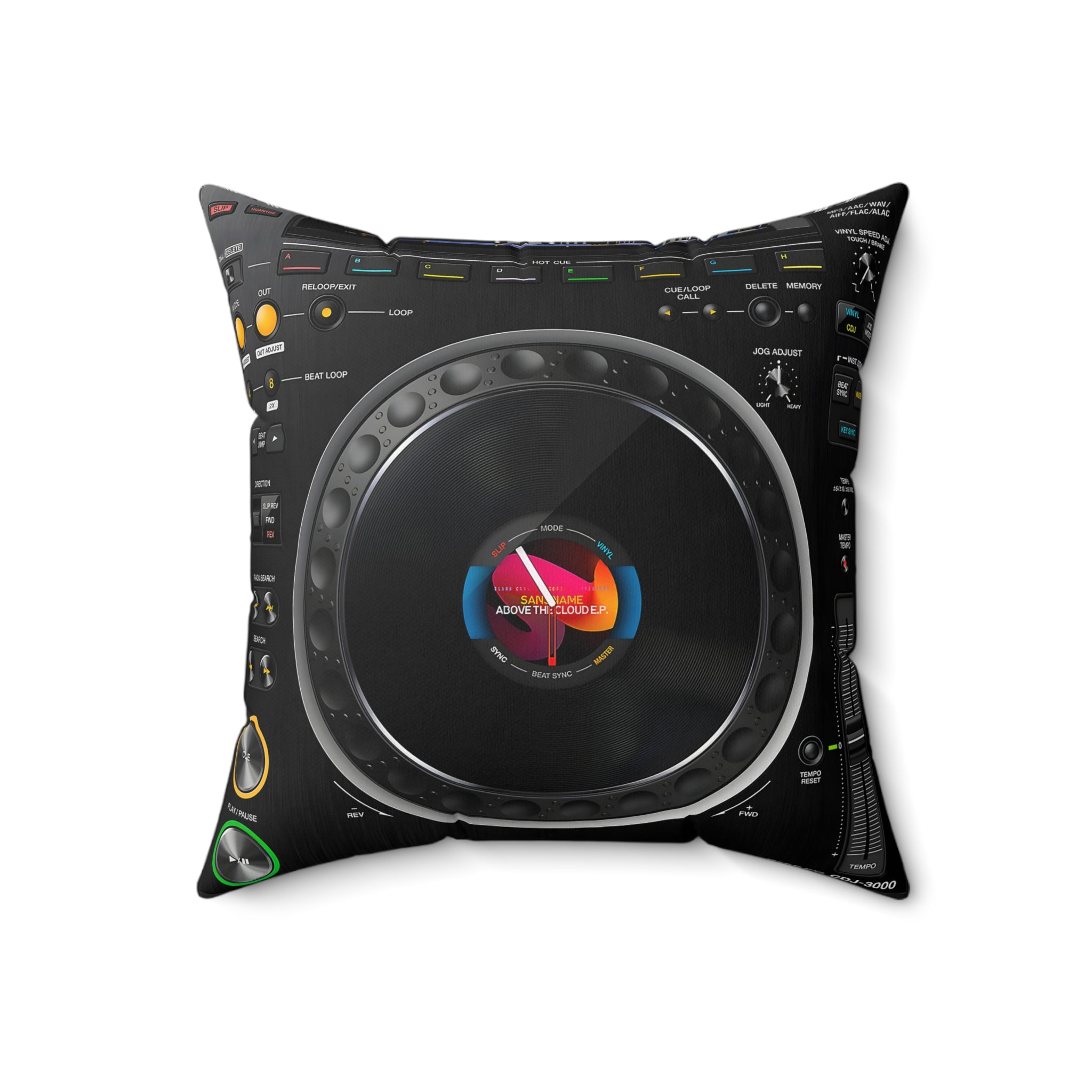 CDJ3000 Pillow Spun Polyester Square Pillow for music lovers and DJ - FNKY ROOSTER DESIGNS