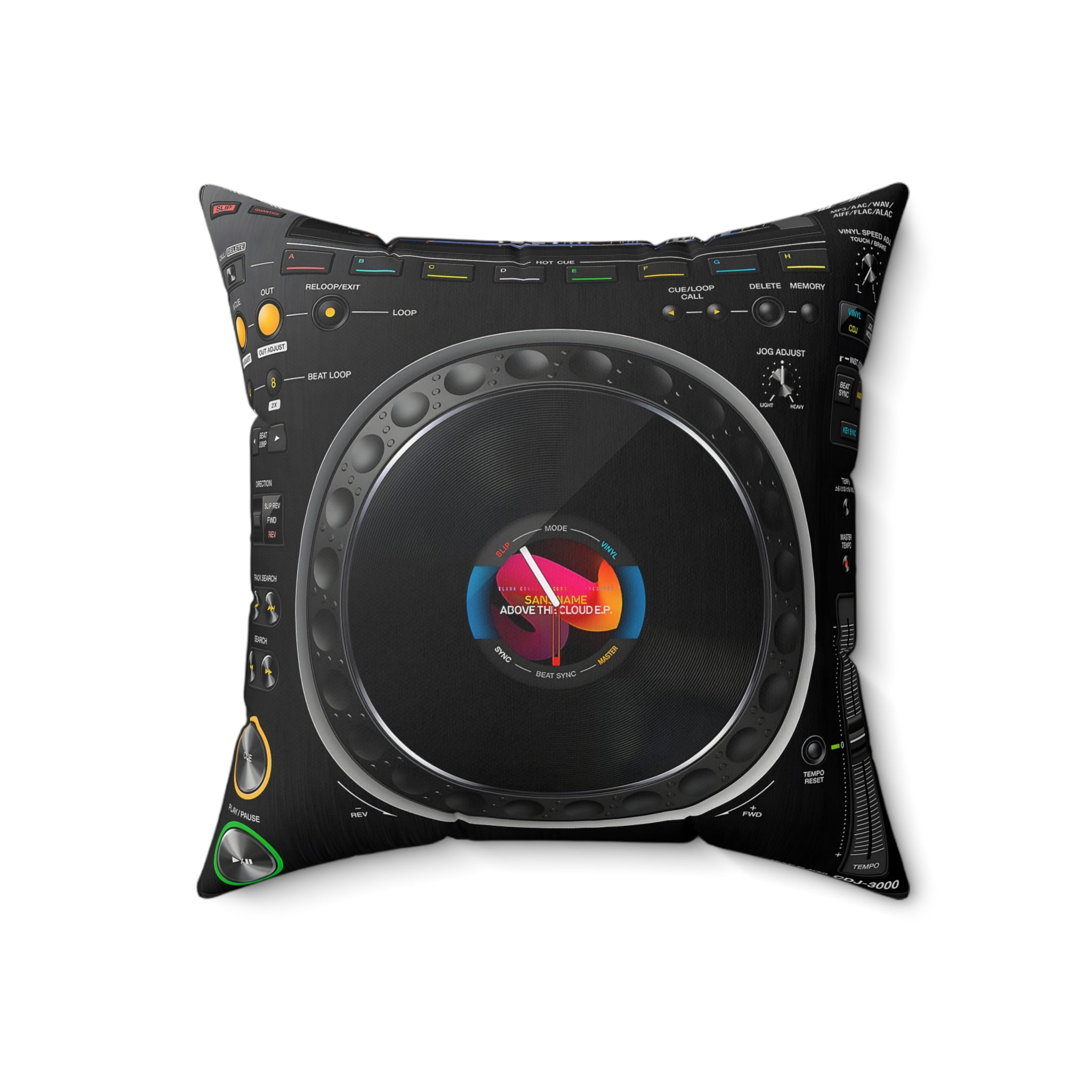 CDJ3000 Pillow Spun Polyester Square Pillow for music lovers and DJ - FNKY ROOSTER DESIGNS