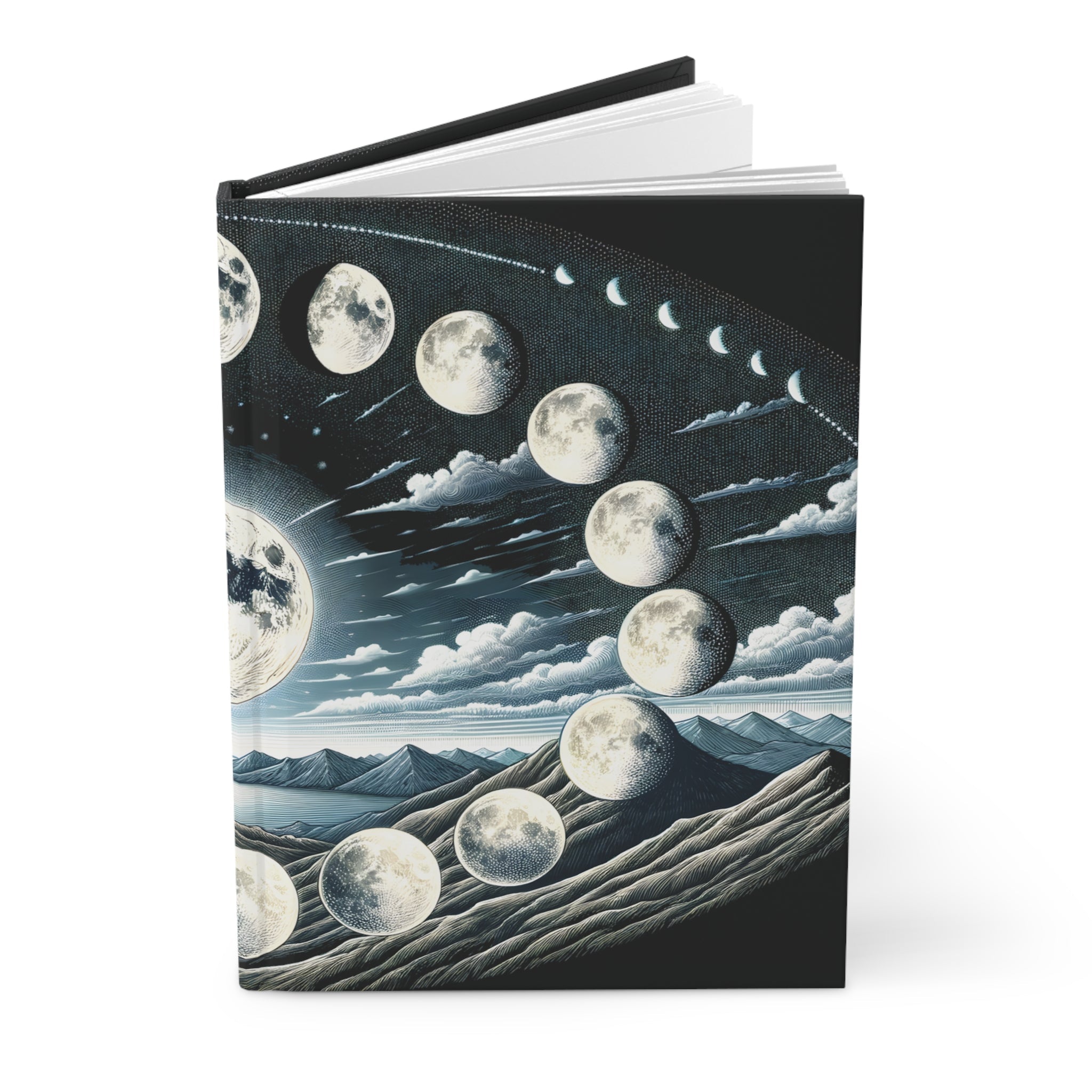 Celestial Hardcover Matte Journal - Phases of the Moon Design - FNKY ROOSTER DESIGNS