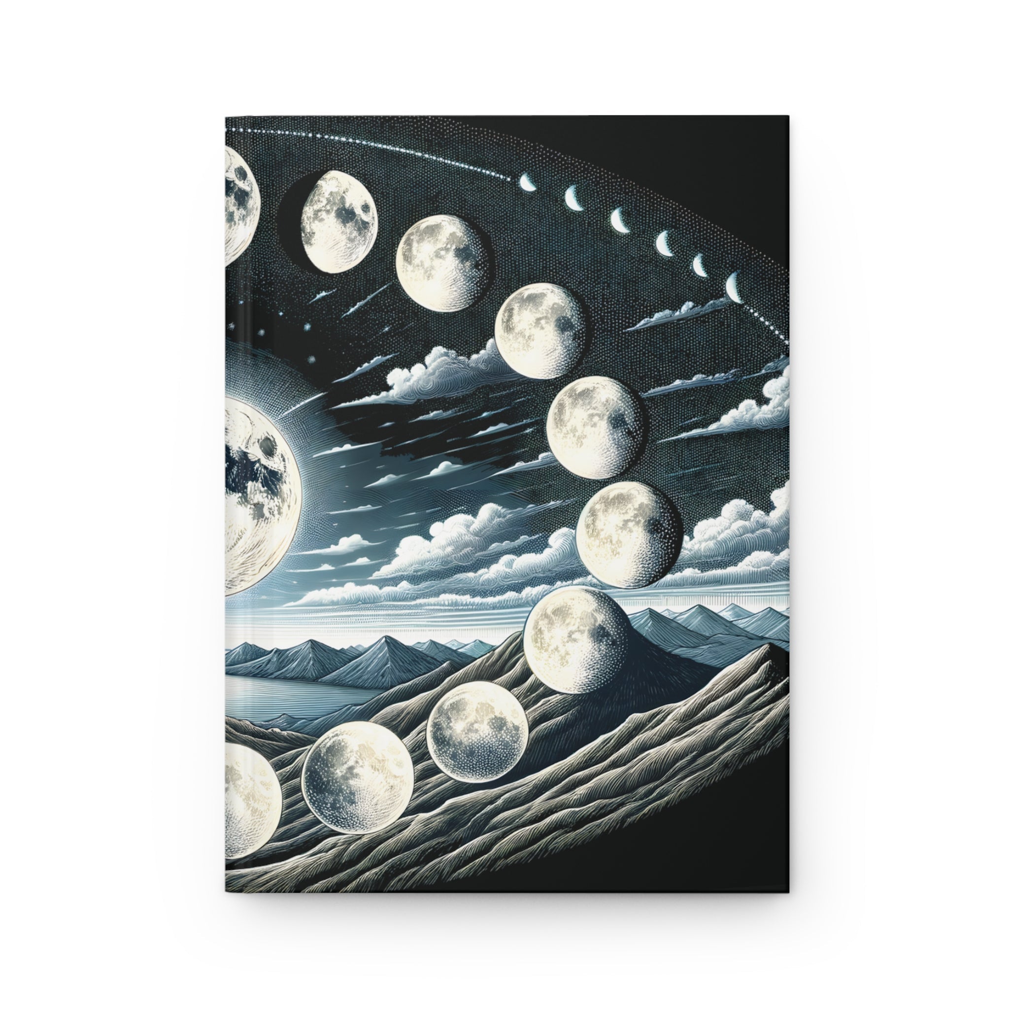 Celestial Hardcover Matte Journal - Phases of the Moon Design - FNKY ROOSTER DESIGNS