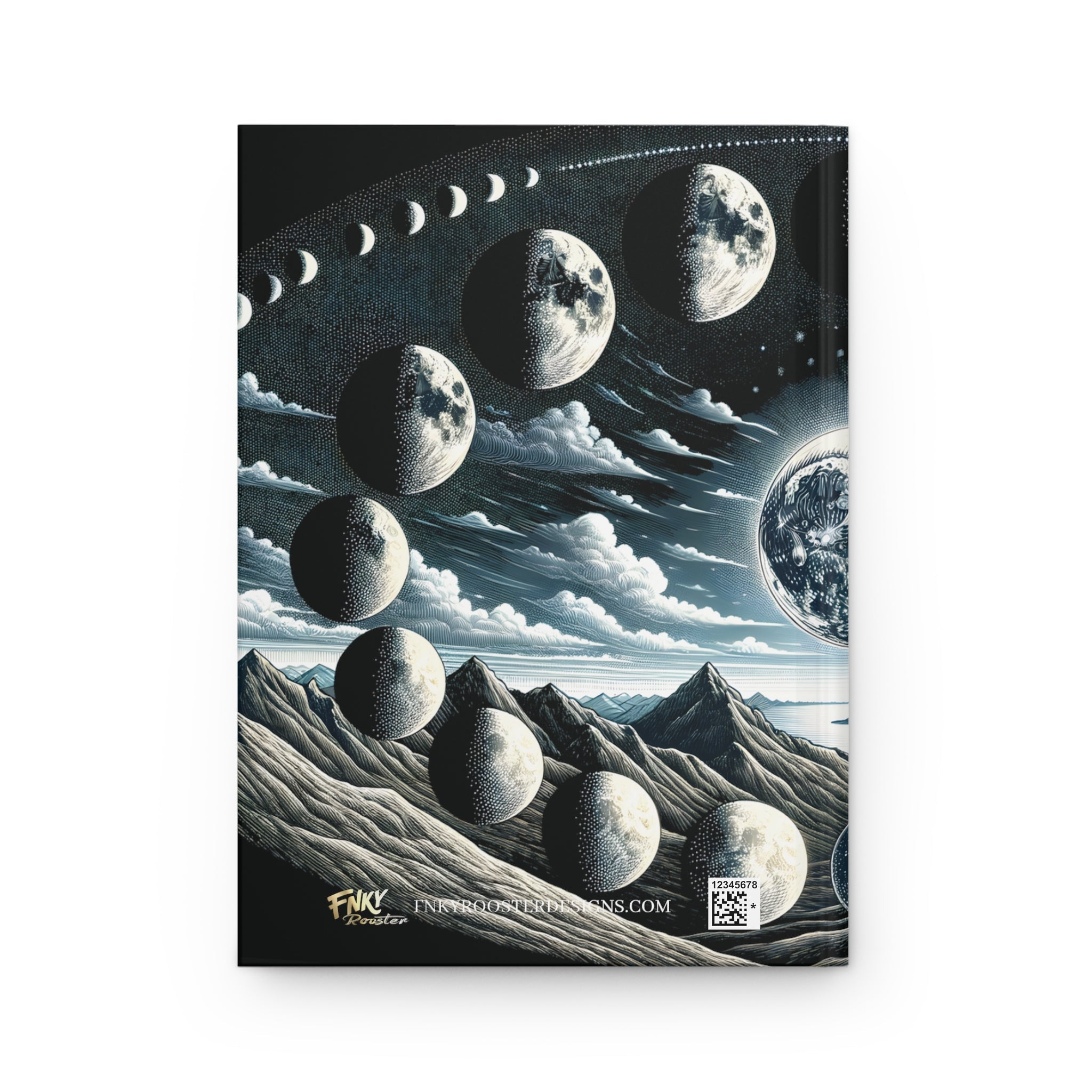 Celestial Hardcover Matte Journal - Phases of the Moon Design - FNKY ROOSTER DESIGNS