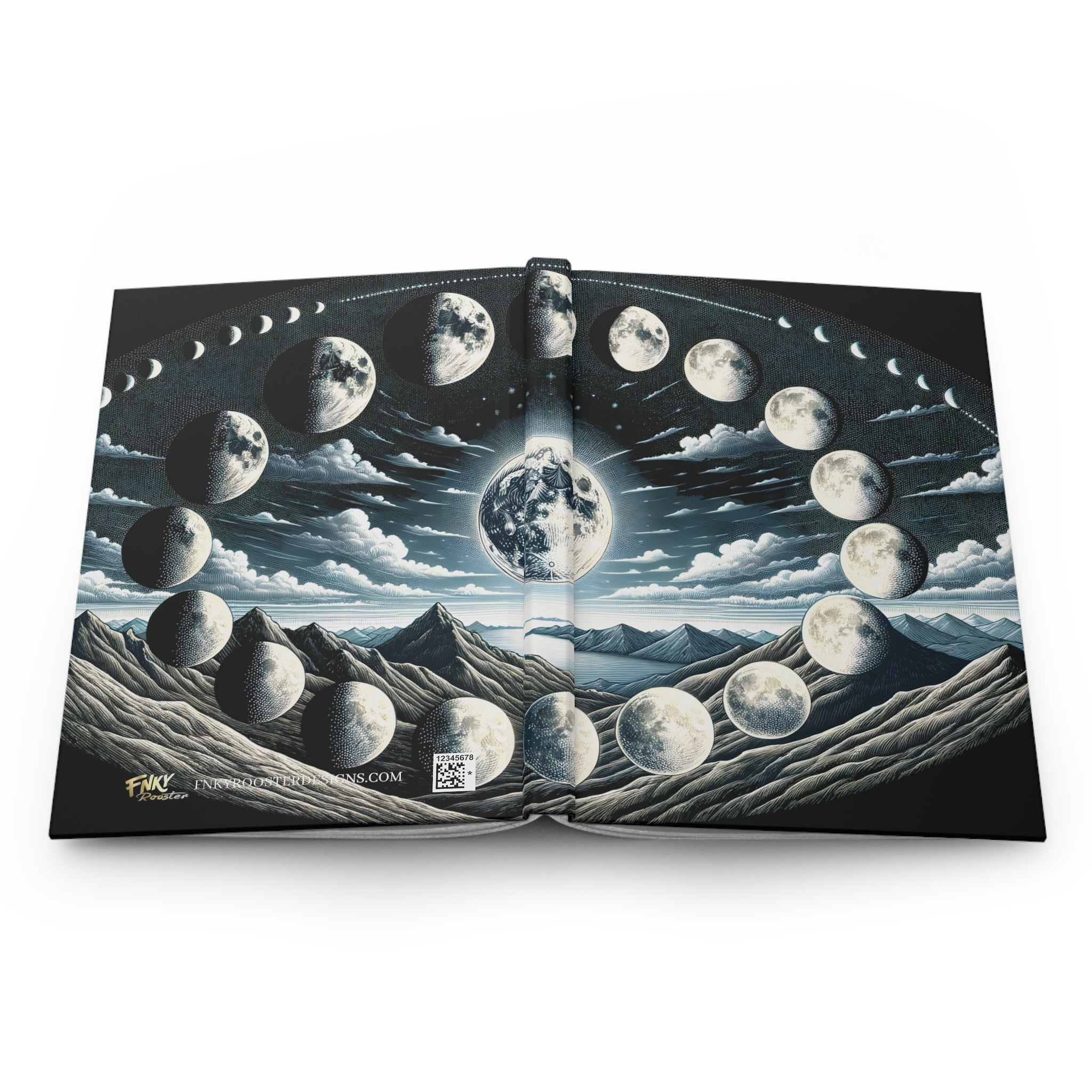 Celestial Hardcover Matte Journal - Phases of the Moon Design - FNKY ROOSTER DESIGNS
