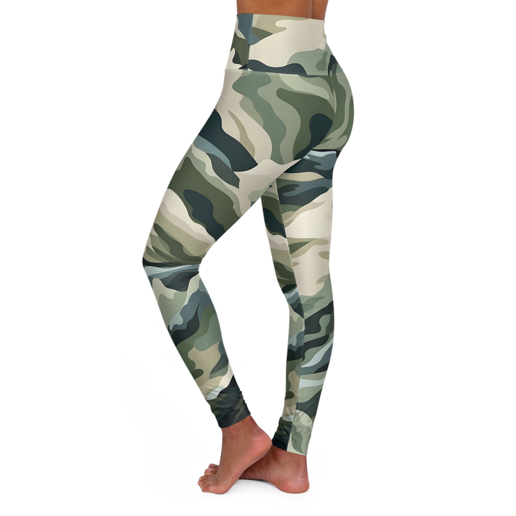 Desert Camo High Waisted Yoga Leggings - Great for yoga, Pilates, cycling, working out, active leisure wear - FNKY ROOSTER DESIGNS