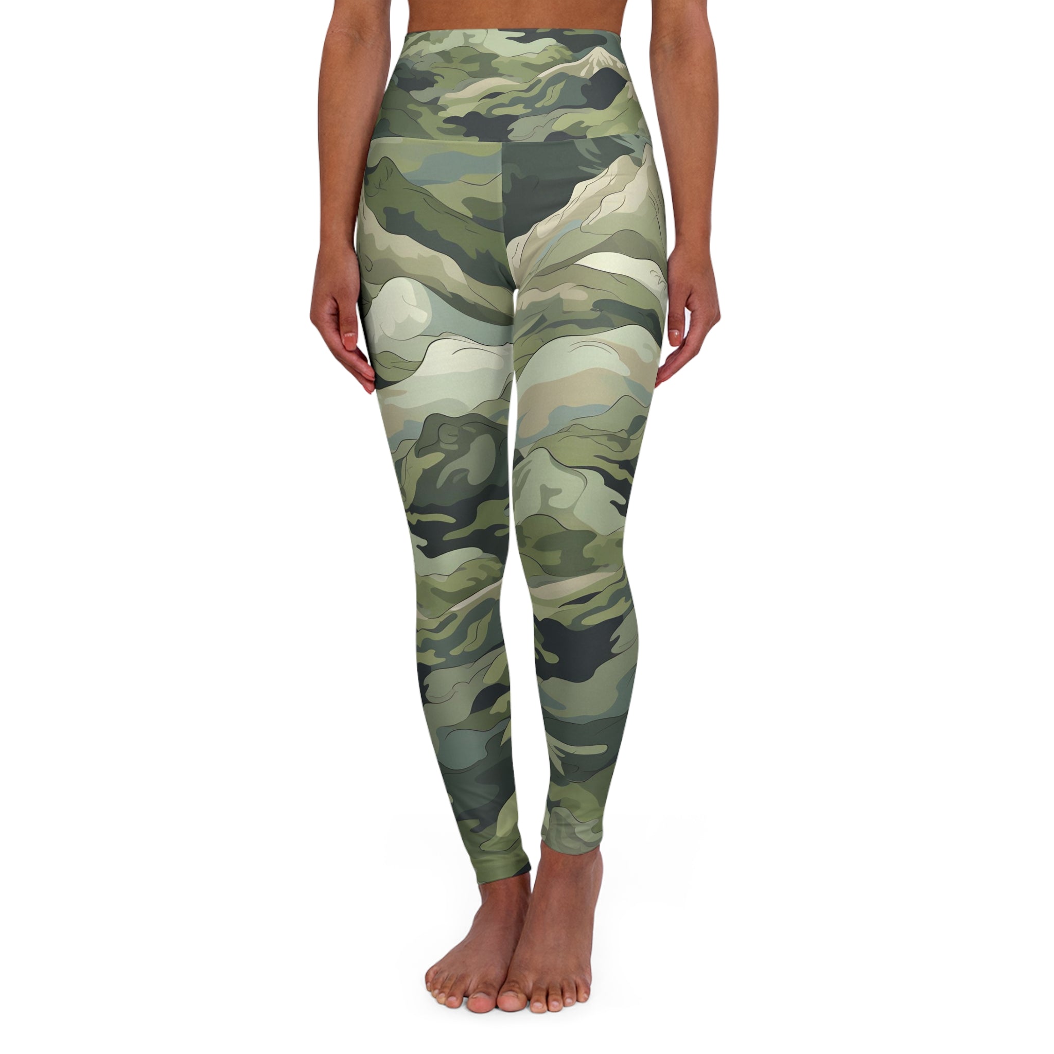 Desert Camo High Waisted Yoga Leggings - Great for yoga, Pilates, cycling, working out, active leisure wear - FNKY ROOSTER DESIGNS