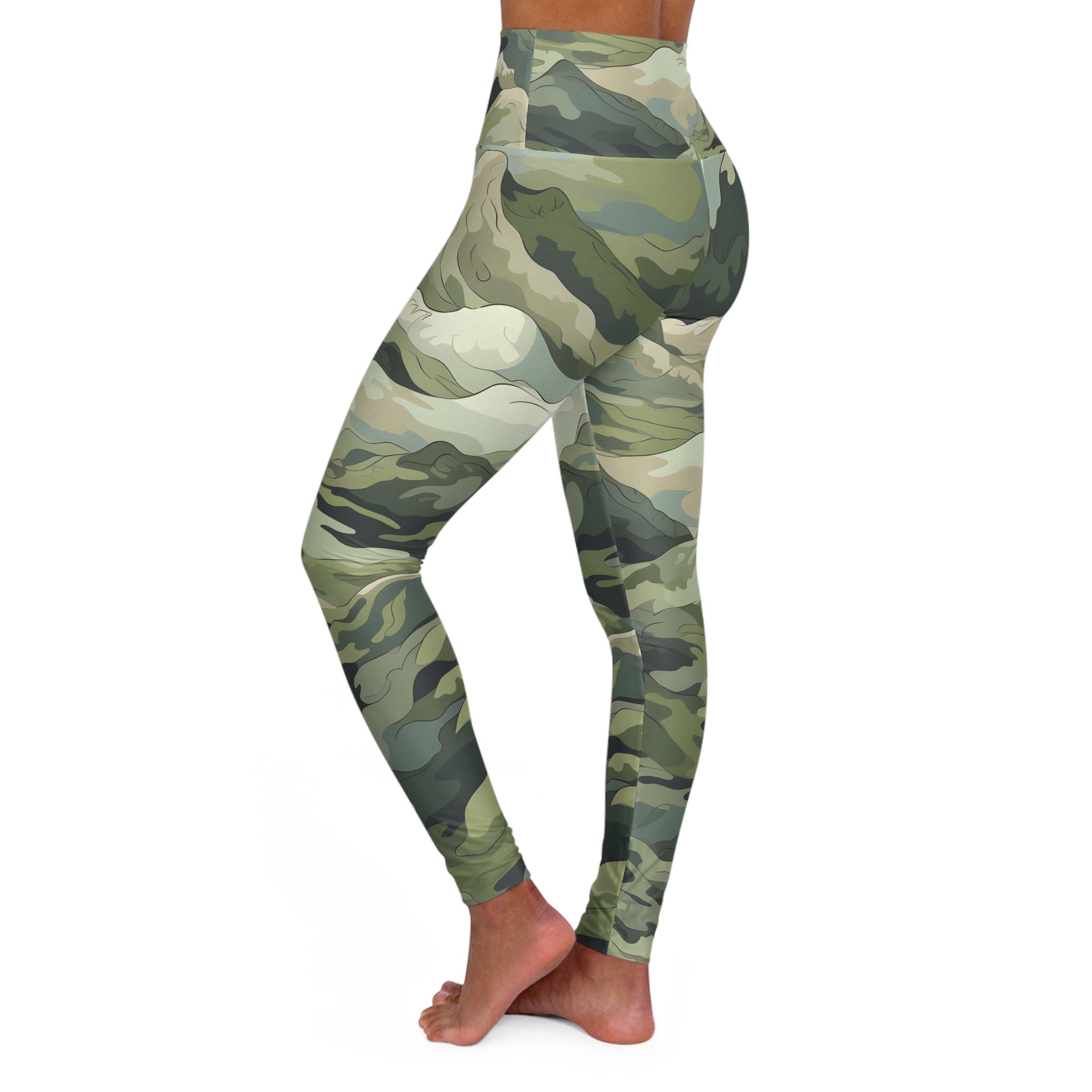 Desert Camo High Waisted Yoga Leggings - Great for yoga, Pilates, cycling, working out, active leisure wear - FNKY ROOSTER DESIGNS