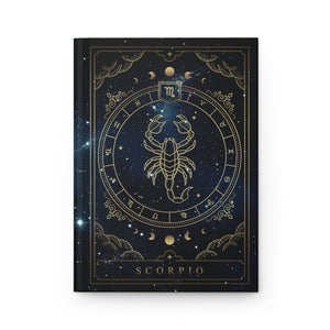 Double sided Celestial Scorpio Horoscope Zodiac Matte Hardcover Journal Rule Lined Pages for the Enigmatic Scorpio - FNKY ROOSTER DESIGNS