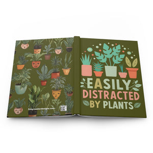 Easily Distracted by Plants Hardcover Journal - Botanical Notebook, 150 Lined Pages, Garden Lover's Diary, Plant Mom Gift - FNKY ROOSTER DESIGNS