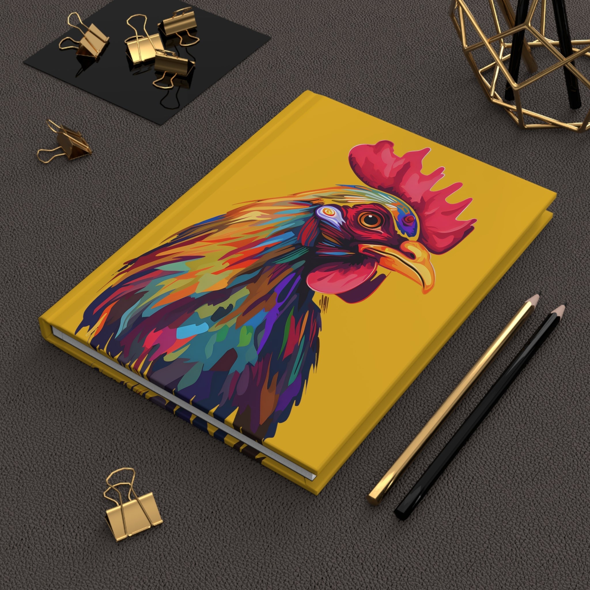 FNKY Rooster Yellow Hard Cover Journal (Back to School / Gratitude / Manifesting Journal) - FNKY ROOSTER DESIGNS