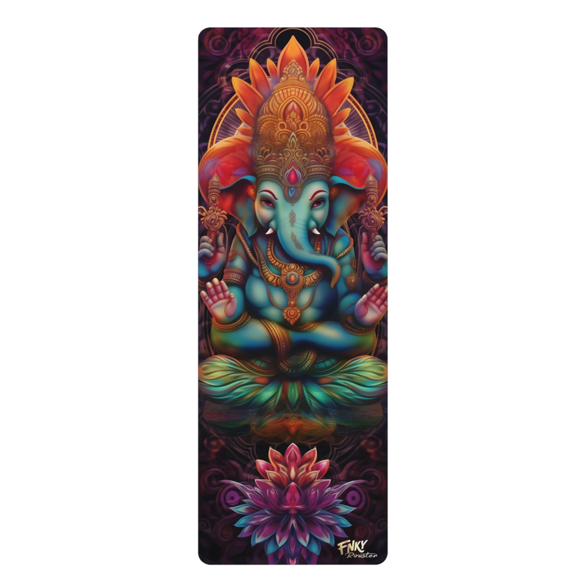 Ganesha Rubber Yoga Mat Perfect for Vinyasa, Ashtanga, Pilates, Hot Yoga - FNKY ROOSTER DESIGNS