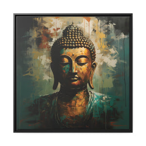 Golden Aura Buddha Teal and Gold Abstract Canvas Art - FNKY ROOSTER DESIGNS
